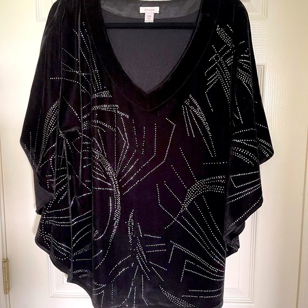 Chico’s Black Velvet top with Bling!!